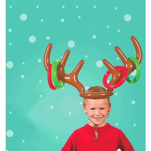 1 Set 33*88CM Christmas Decorate Antler Headband Toys Inflatable Antlers Game Supplies Art Elk Horn Deer PVC Head Ring