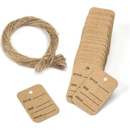 100 Pcs Paper Tags Kraft Paper Tag Head Label Festival Note DIY Blank Price Hang Tag Birthday Wedding Party Paper Cards Gift Tag