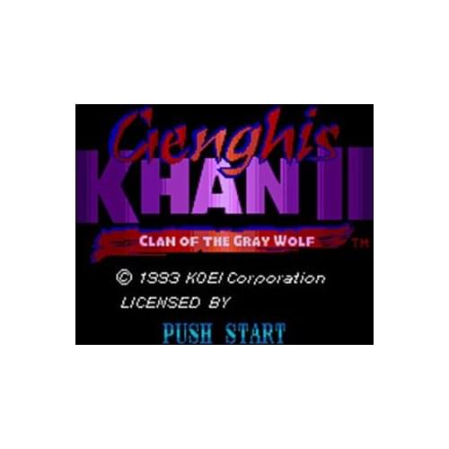 Genghis Khan II - Clan of the Gray Wolf 16 bit Big Gray Game Card For NTSC Game Player Drop Shipping