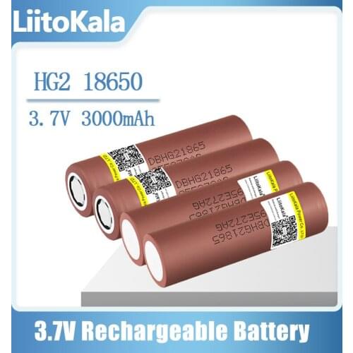 Hot LiitoKala HG2 18650 3000mah 3.7V High discharge 18650 Battery 30A Rechargeable High Drain Battery or Box Mod flashlight