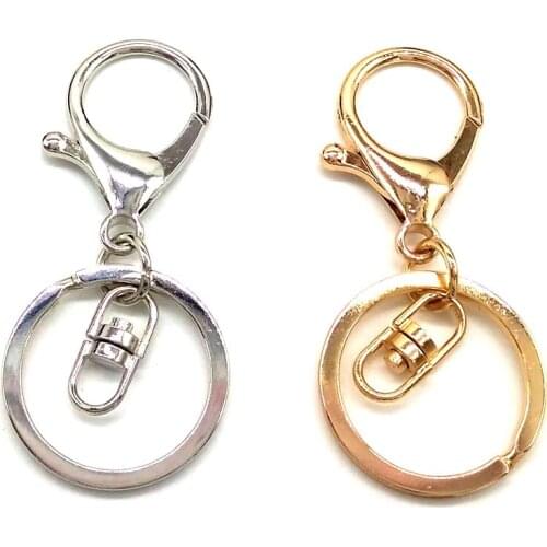Free Shipping 50pcs Silver tone/Golden Heavy Strong Lobster Clasp Circle Clasp Key Chain Ring Connector Pendant Charm/Finding