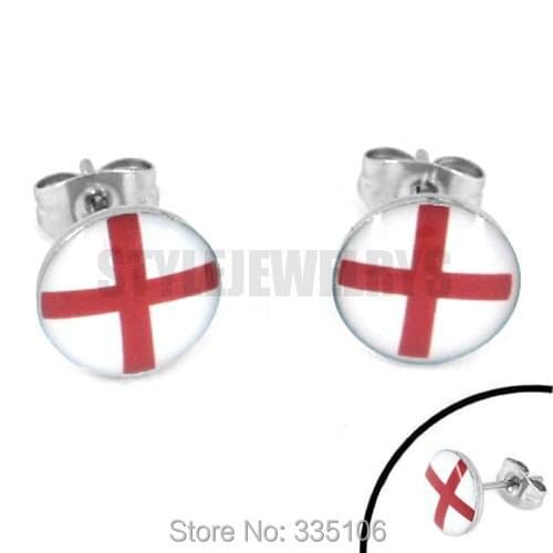 Free Shipping! Enamel England Flag Earrings 2014 World Cup Brazil Stainless Steel Jewelry Motor Earring Studs SJE370085