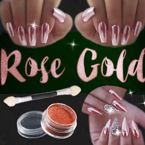 2g Rose Gold Nail Glitter Pink Color Mirror Powder Nail Art Decoration for Women Accessories