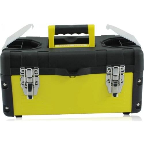 Large stainless steel + ABS Plastic toolbox Portable household maintenance electrician Tool Box Hardware Containers Car Repair