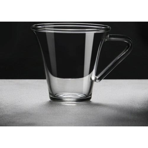 Handmade espresso coffee glass mug with handgrip brief traditional Chinese style eco-friendly 120ml breakfast cups and mugs