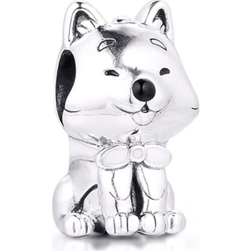Fits Pandora Bracelet Genuine 925 Sterling Silver Japanese Akita Inu Dog Charm Beads for Jewelry Making kralen Charme Wholesale