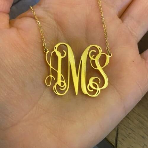 Custom Monogram Necklace for Women Gold Stainless Steel Chain Personalized Initial Letter Pendant Necklace Choker women Jewelry