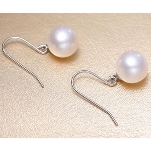Elegant 10-11mm south sea white pearl earring 925s