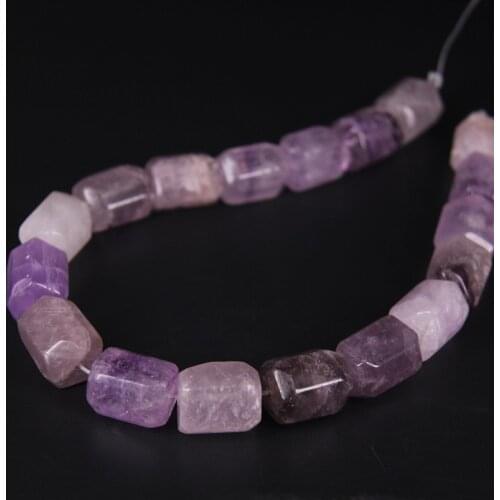 18-19pcs/strand,Faceted Amethysts Large Cylinder Nugget Pendant Beads,Cut Crystal Quartz Tube Necklace Bracelet Jewels Making