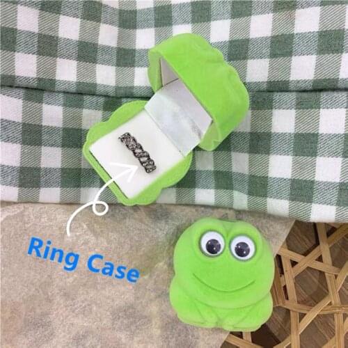 HOSENG Green Color Cute Frog Animals Ring Storage Box Velvet Wedding Party Jewelry Earring Packaging Case HS_462