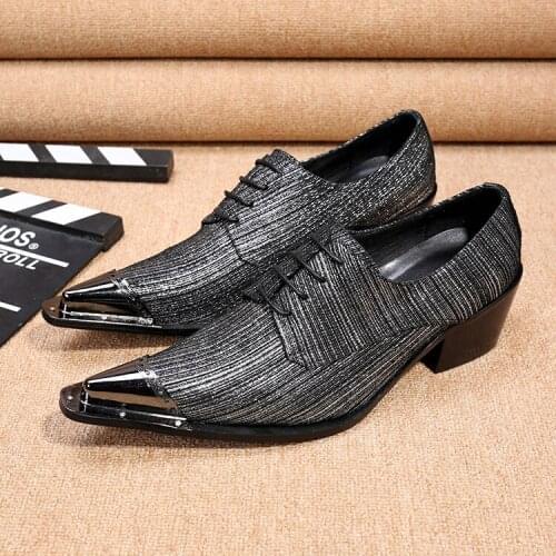 Italian mens shoes brands glitter genuine leather shoes spiked loafers iron pointy wedding shoes mariage formal shoes men