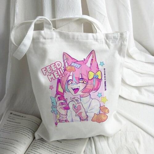 Cute cartoon sweet girl Japanese Pink Kawaii canvas bag loose fashion casual female large capacity sweet girl Ulzzangcanvas bag