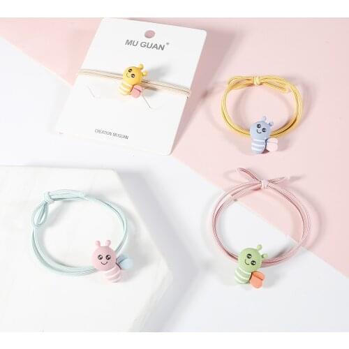 2PCS Cute Flower Bee Elastic Rubber Hair Bands Rope Girls Ponytail Holders Headband Cartoon Hair Rings Scrunchies Headwear