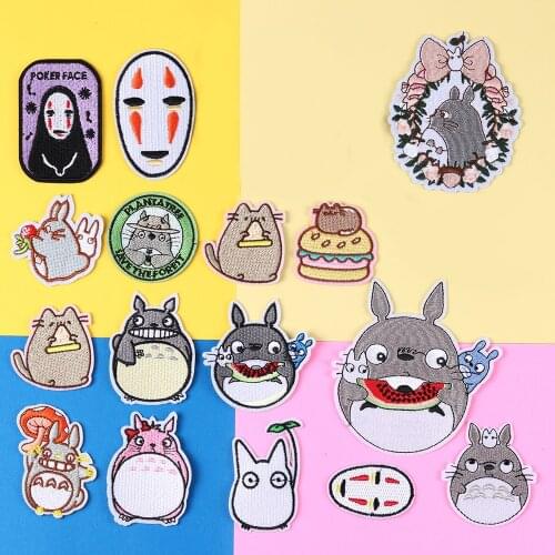 Totoro Japan anime embroidery iron on patch DIY No man face embroidery crochet handmade patch clothing applique