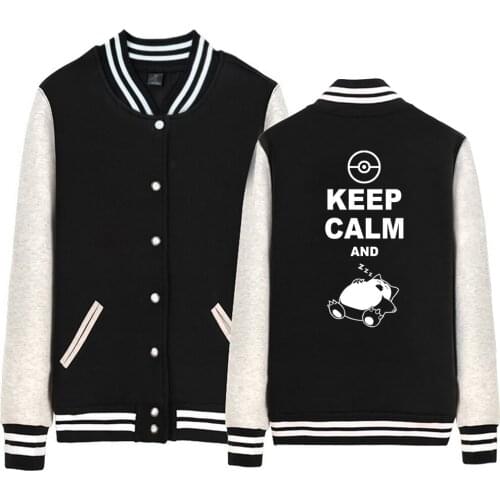 Man Jacket Boy Coat Single Breasted Baseball Cartoon Totoro Keep Clam And Sleep Fleece Autumn Winter Couple Clothes ZIIART