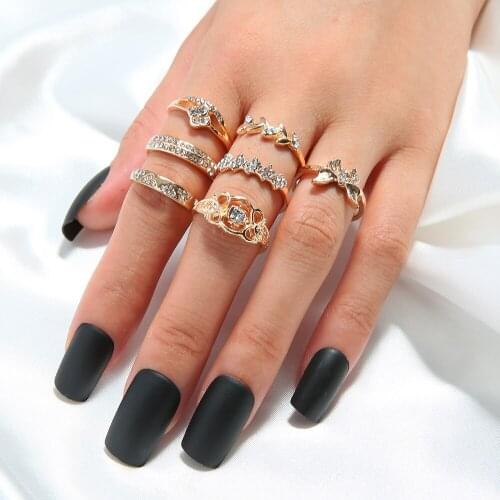 Vintage Rhinestone Rings Set New Butterfly Crystal Stainless Steel Rings Set for Women Men Finger Jewelry Female Accessories