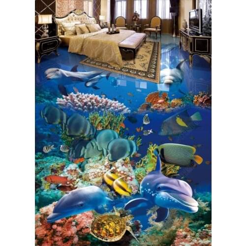 Home improvement 3d flooring custom wallpaper dolphin waterproof wallpaper Used for any Any room flooring wallpaper