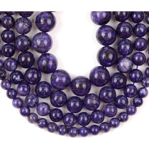 Natural Gem Stone Charoite Purple Quartz Charm Round Beads For Jewelry Making 6/8/10/12mm Spacer Loose Beads Diy Bracelets 15"