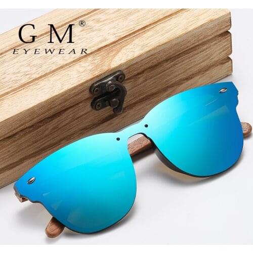 GM Handmade Walnut Wooden Eyewear Polarized Mirror Sunglasses Men Women Vintage Design Oculos de sol masculino S5040