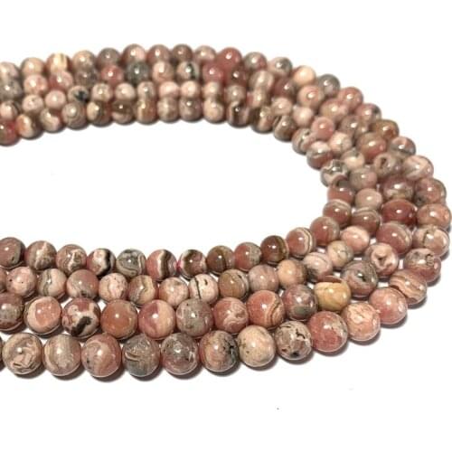 Wholesale Red Streak Argentina Rhodochrosite 100% Natural Round Stone Beads For Jewelry Making DIY Bracelet Necklace 4/ 6/7 MM