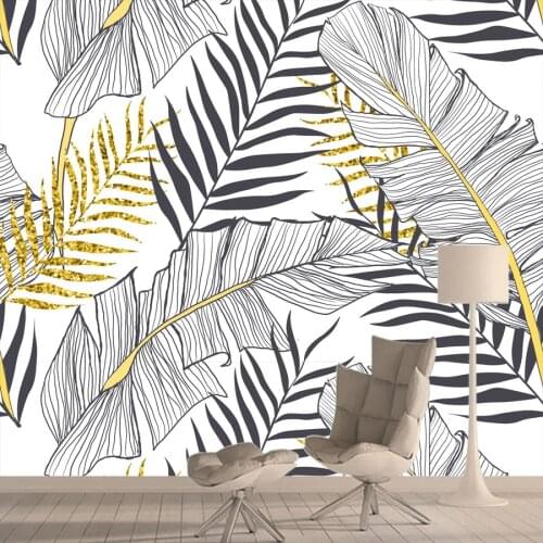 Custom Photo Wallpapers Modern Green Leaves Watercolor Nordic Style Mural Walls Paper for Living Room TV Bedroom 3D Home Decor