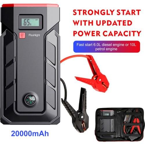 Portable 20000mAh Car Jump Emergency Starter With Adapter for Fast Charging 12V Auto Power Bank