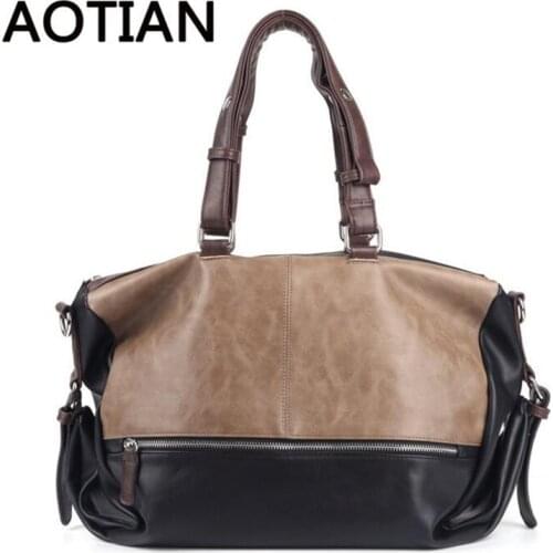 Luxury Handbags Men Bags Designer Vintage PU Leather Handbags Crossbody Bags For Men Splicing Color Shoulder Travel Bag