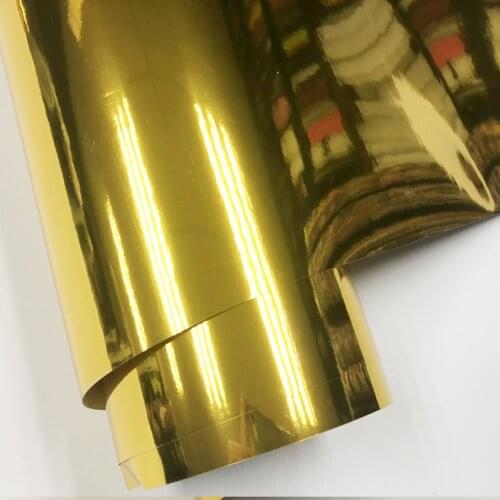 50cmx200/300/500CM Strechable Chrome Mirror Gold Vinyl Wrap Self Adhesive Car Sticker Air-Release Film Foil Wrapping