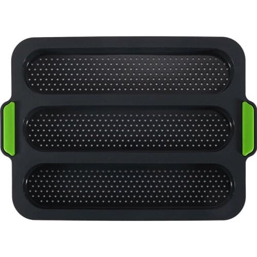 Silicone Baking Tray, 3-Loaf Nonstick Perforated Baguette Pan, Loaf Baking Mold Perfect for French Breadstick