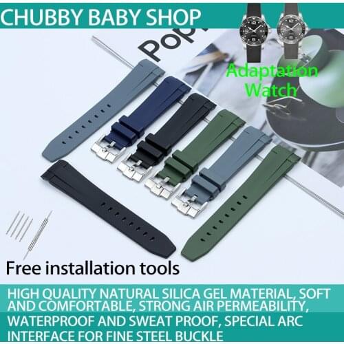 21mm High Quality Silicone Rubber Watchband Replacement for Longines L3 Watch Waterproof Sport Soft Strap