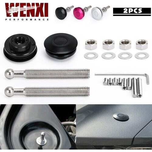 Sport Universal Push Button Billet Hood Pins Lock Clip Kit Car Quick Latch New For FORD Mustang 4.6L V8 96-04 WX-HP31BK