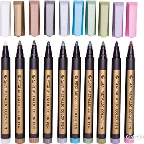 STA10 Colors Fine Metallic Markers Paint Pens for Rock Painting - Ceramic painting mark DIY Marker Pen Art Marker For Stationery