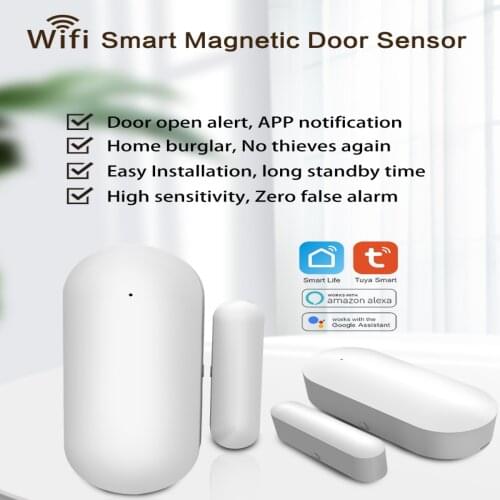 Tuya WiFi Door Sensor, Smart Door Open/Closed Detectors, Smartlife APP Wifi Window Sensor Work with Alexa,Google Home