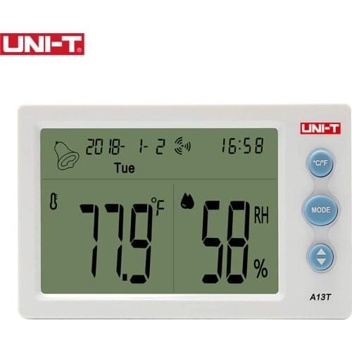 UNI-T A13T Temperature Humidity Meter Indoor Temperature and Humidity Table Time/Date/Week/Temperature Humidity Display