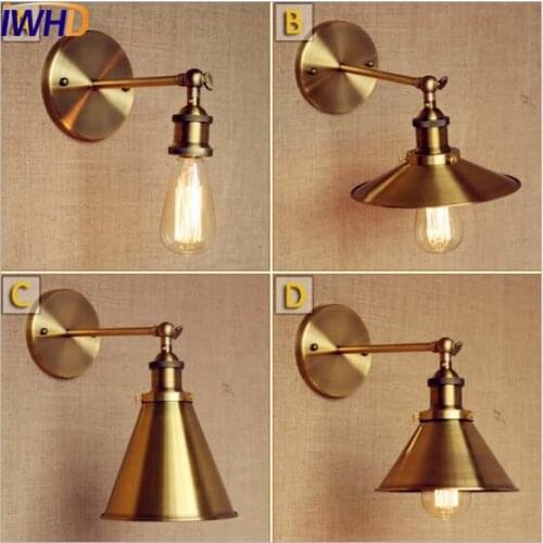 Antique Retro Loft Vintage Wall Lamp Arm Gold Shade Edison Industrial Wall Lights Fixtures Sconce Appliques Murale Pared