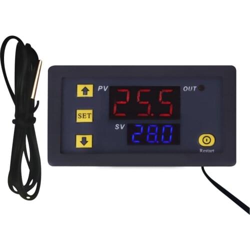 W3230 12V 24V AC110-220V 20A Probe Line Digital Temperature Control LED Display Thermostat