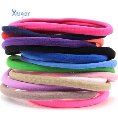 Xugar 10pcs/lot Spandex Solid Elastic Hairband For Daily Life Children Girls DIY Skinny Hairband Headwear Kids Hair Accessories