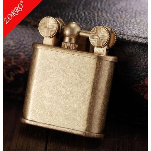 Original zorro copper kerosene lighter Retro arm lifting grinding wheel.German retro trench antique oil machine