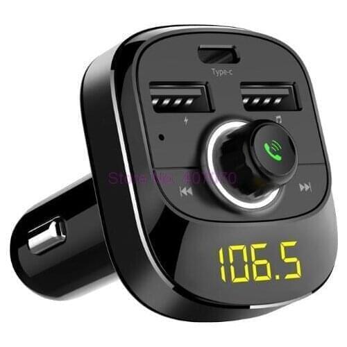 By DHL or Fedex 100pcs Car MP3 Audio Player Bluetooth FM Transmitter HandsFree Type-C Quick Charger TF USB Drive Music Play T19
