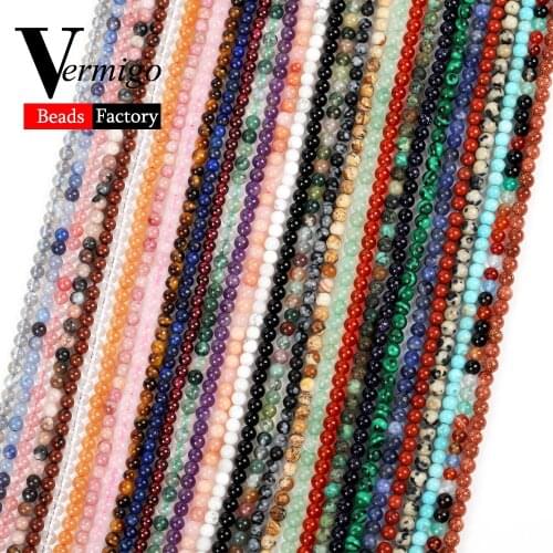 2mm 3mm 4mm Natural Stone Beads Amethysts Malachite Rose Quartzs Agates Labradorite Round Beads For Jewelry Making DIY Bracelets