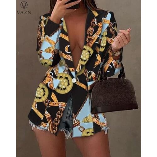 VAZN 2021 Autumn Latest Style Vintage Casual Office Lady Full Sleeve Young Fashion Free Women Slim Long Suits