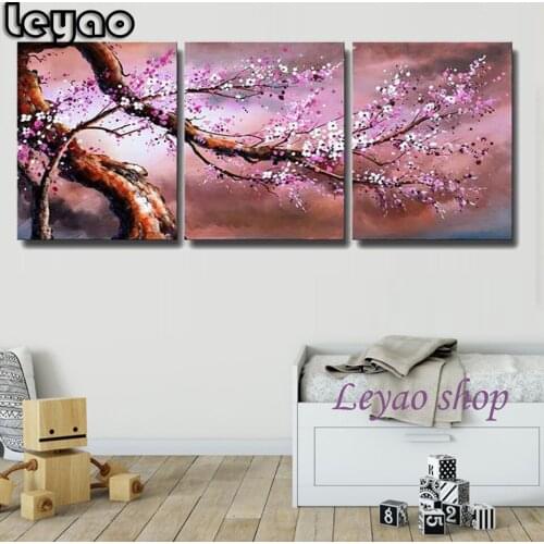 5d Diamond Painting New Plum Blossom 5D DIY Diamond Embroidery Cross Stitch Flower 3 pcs/set Mosaic Sale Decor For Home Triptych