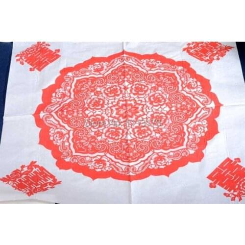 3 packs 60pcs red Double Happiness Wedding napkins Color Napkin Paper 60% Virgin Wood napkin free shipping
