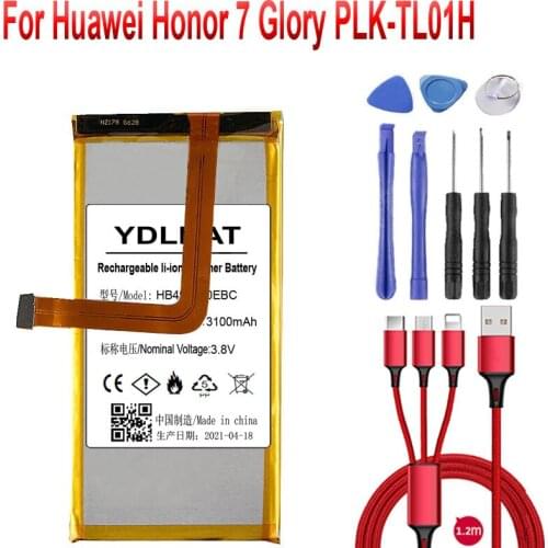 3100mAh HB494590EBC For Huawei Honor 7 Glory PLK-TL01H ATH-AL00 PLK-AL10 Authentic Battery +USB cable+toolkit