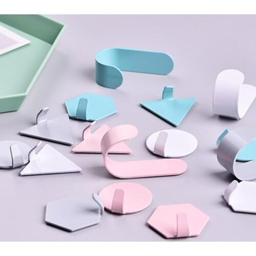 4pcs/set Towel Hook Iron Door Hanger Self Adhesive Wall Hanger Key Hat Racks Organizer Home Decor