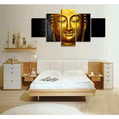 5 Piece Canvas Art Modern Printed Buddha Painting Picture Decoration Buddha Paintings Wall Canvas Pictures For Living Room FA33