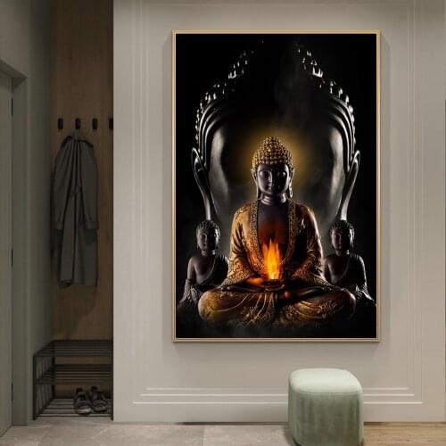 Abstract Gold Buddha Wall Art Canvas Paintings Modern Buddha Canvas Art Prints Art Pictures Buddhism Posters Wall Decor Cuadros