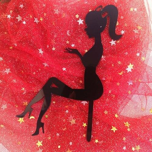 Acrylic Happy Birthday Cake Topper High Heels Lady Girl Cake Toppers Wedding Decorations Dessert Cupcake Topper Party Supplies