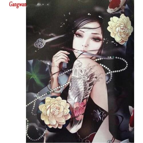 Diamond Embroidery beauty painting Full square round drill 3D DIY Diamond Painting Japanese woman Picture Cross Stitch mosaic