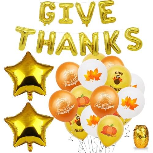Amawill Cartoon Pumpkins turkey Maple Leaves Latex Balloons Give Thanks Alphabet Balloon Thanksgiving Day Decoration for Home